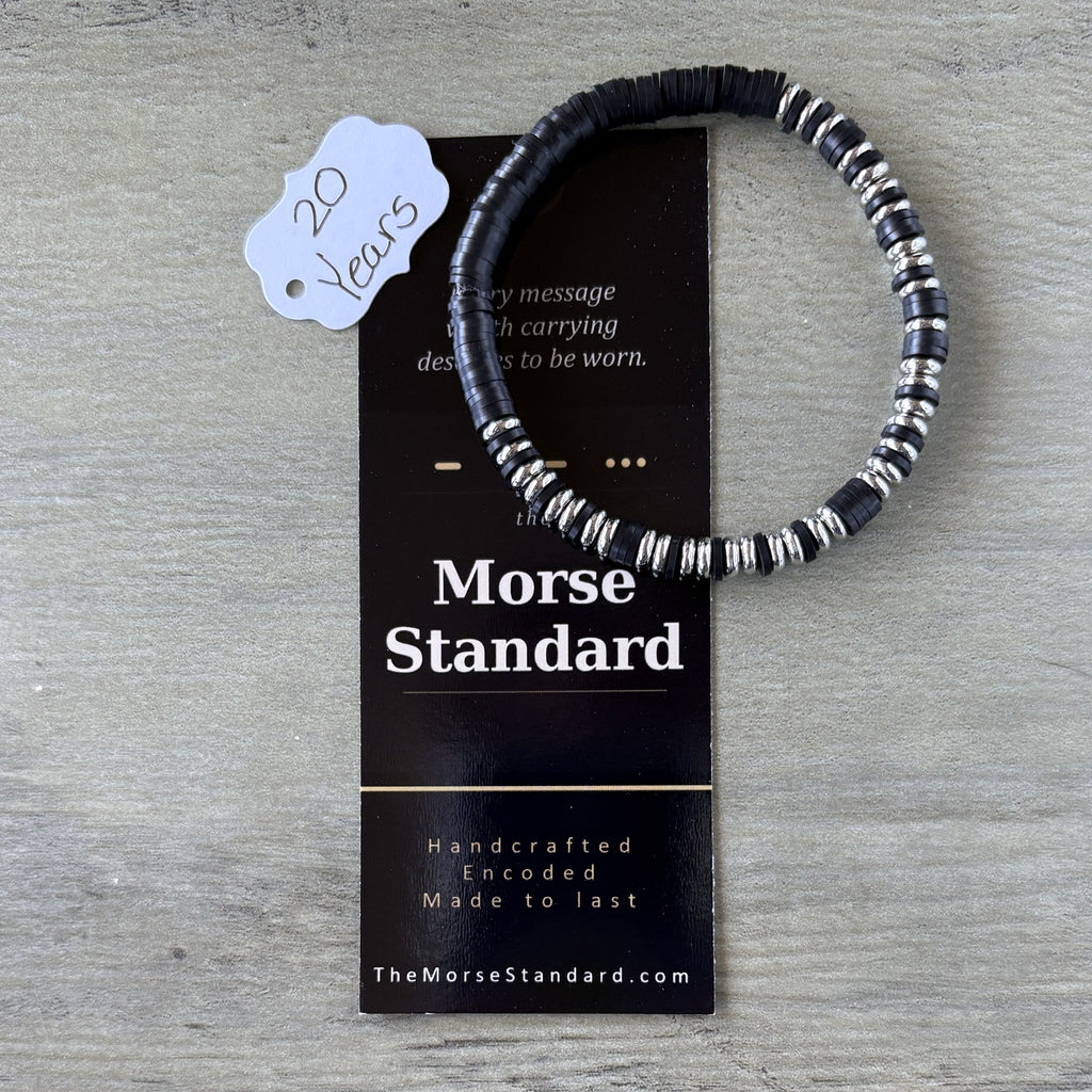 Military Retirement Morse Code Bracelet | 20 Years of Service Gift