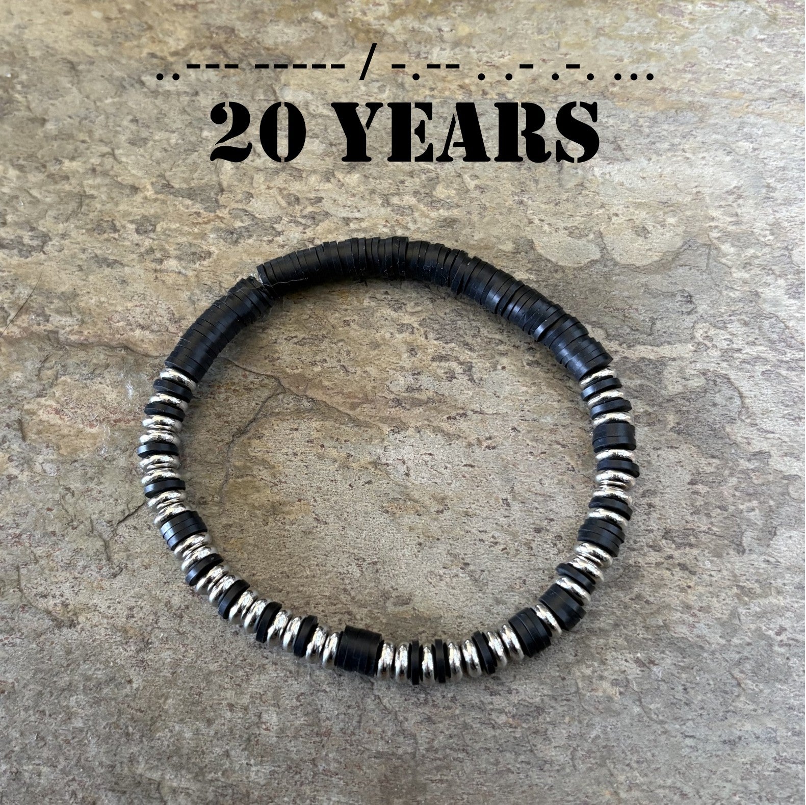 Military Retirement Morse Code Bracelet | 20 Years of Service Gift
