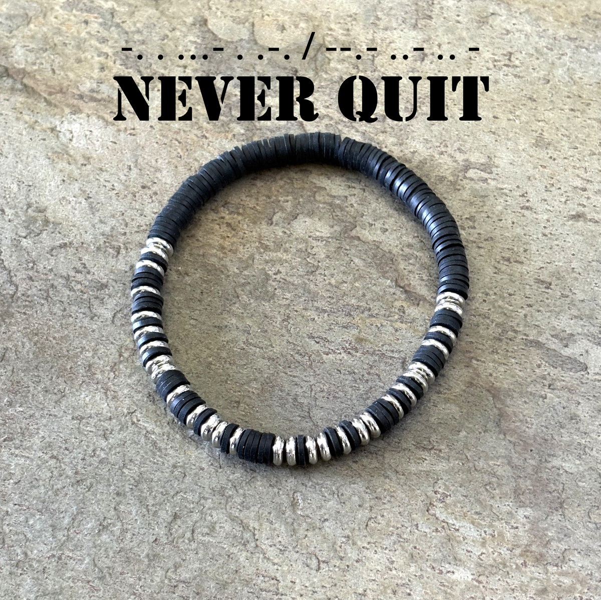 Never Quit Morse Code Bracelet | Resilience & Grit Gift