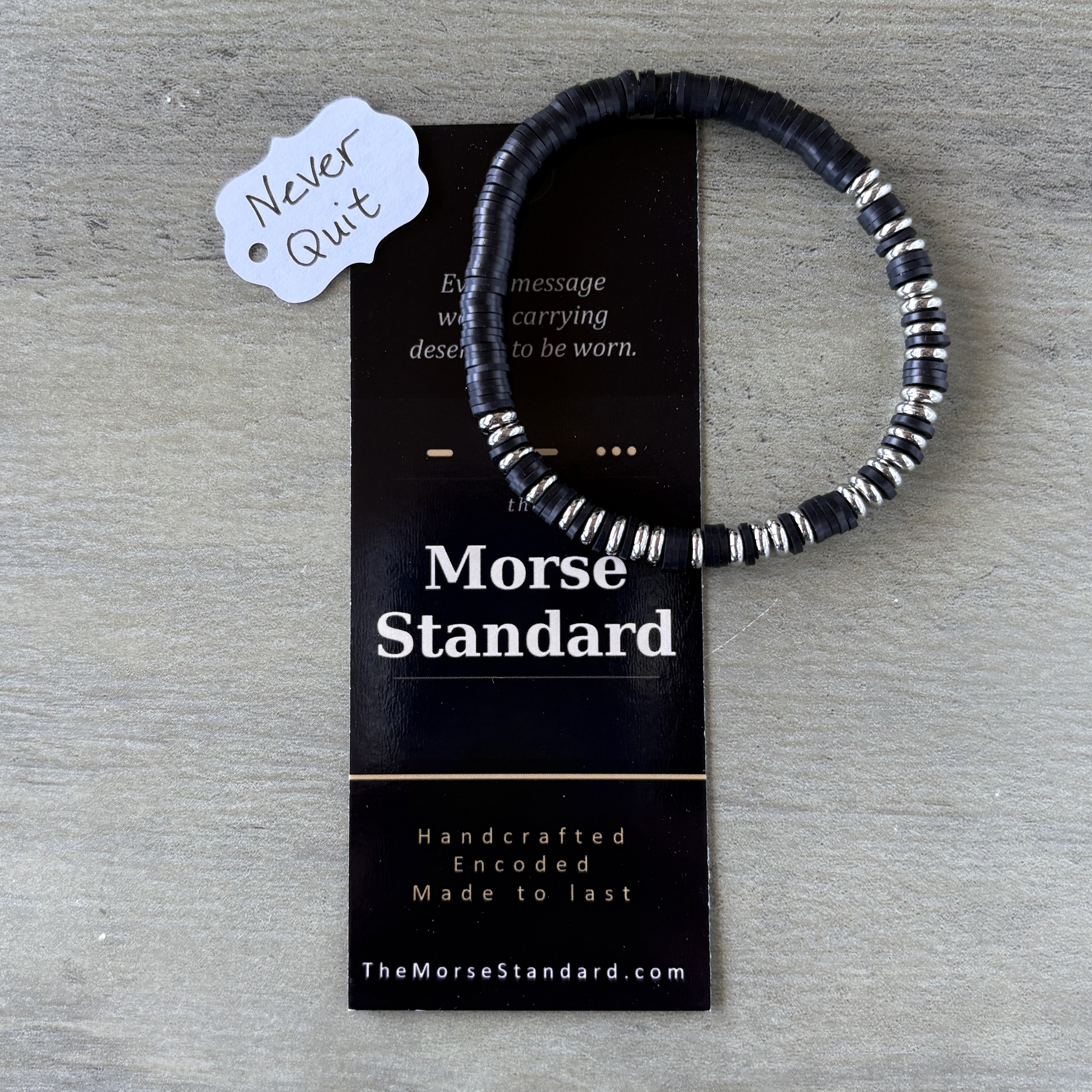 Never Quit Morse Code Bracelet | Resilience & Grit Gift